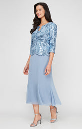 Alex Evenings 8196991 Formal Tea Length Mother of the Bride Sequin Dress