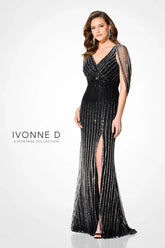 Ivonne D ID309 Long Beaded Sequin Formal Evening Gown
