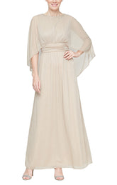 SL Fashions 9233253 Petite Long Formal Mother of the Bride Glitter Dress