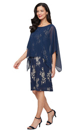 SL Fashions 9479493 Plus Size Pleated Short Cocktail Dress