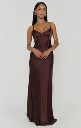 Logan Dress ~ Chocolate Luxe Satin