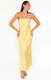 Taylor Tube Dress ~ Yellow Luxe Satin