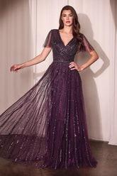 Long Beaded A-Line Formal Dress by LaDivine CD0241