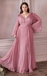 Long Sleeve Formal A-Line Plus Size Dress by LaDivine CD242C