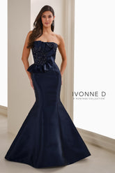 Ivonne D ID1401 Long Mermaid Formal Beaded Applique Dress