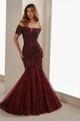Ivonne D ID1402 Long Mermaid Formal Beaded Evening Gown