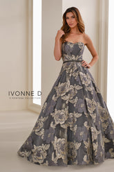 Ivonne D ID1410 Long Floral A Line Formal Evening Dress