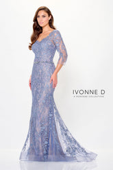 Ivonne D ID6207 Formal Long Mermaid Floral Lace Evening Dress