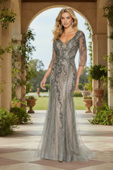 Ivonne D ID802 Beaded Sequin Long Formal Lace Evening Dress