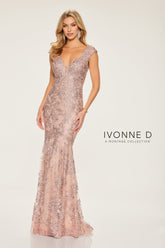 Ivonne D ID809 Long Formal Floral Lace Mermaid Evening Dress