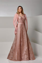 Modessa Couture M20208 A Line Long Lace Floral Formal Evening Dress