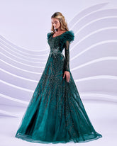 Modessa Couture M20318 Long Puff Formal A Line Evening Dress