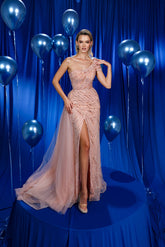 Modessa Couture M24628 Beaded Slit Long Formal Overskirt Prom Dress