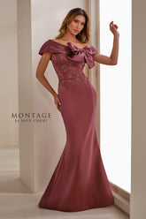Montage M3111 Mermaid Long Formal Beaded Applique Evening Dress