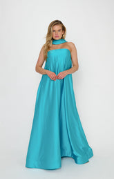 Tinsley Tube Dress ~ Teal Luxe Satin