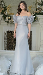 Marsoni MV1353 Long Beaded Ruffle Formal Evening Dress