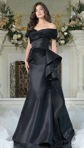 Marsoni MV1354 Ruffle Long Mermaid Formal Pleated Evening Dress