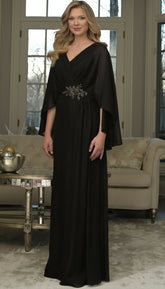 Marsoni MV1361 Beaded Applique Long Formal Metallic Mother of the Bride Dress