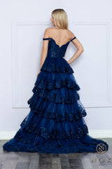 Nox Anabel R1299 Long Formal Slit Prom Gown