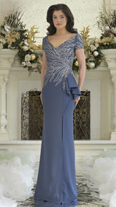 Rina di Montella 3323 Long Formal Ruffle Evening Mother of the Bride Dress