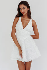Lavalle Criss-Cross Embellished Mini Dress White