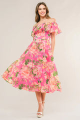 HAPPIEST HERE PINK MIDI DRESS
