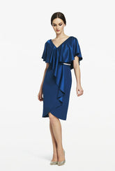 Alexander by Daymor 609 Short Ruffle Beaded Cocktail Dress