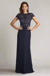 Tadashi Shoji ALG17705LXZ Fitted Long Floral Lace Formal Evening Dress