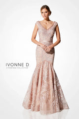 Ivonne D 221D53 Long Mother of the Bride Formal Beaded Lace Dress