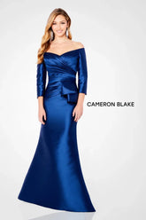 Cameron Blake 221686W Long Formal Pleated Plus Size Evening Dress