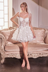 WL081 - WEDDING MINI WITH BEADED FLORAL APPLIQUE - Andrea & Leo