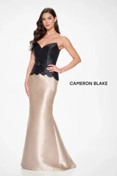 Cameron Blake CB206 Long Mermaid Formal Peplum Evening Dress