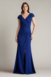 Tadashi Shoji BOS24636L Long Formal Pleated Evening Dress