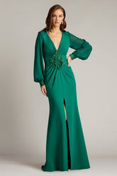 Tadashi Shoji BOS24911L Long 3D Applique Formal Evening Dress