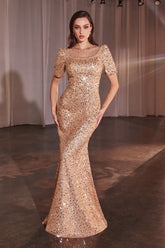 LaDivine CB151 Long Formal Sequin Mother of the Bride Dress