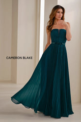 Cameron Blake CB903 Pleated Long Formal Beaded A Line Evening Gown