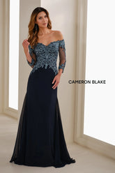 Cameron Blake CB907 Long Formal Lace Applique Evening Dress