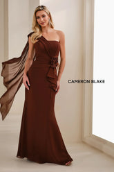 Cameron Blake CB908 Pleated Long Formal Feather Evening Gown
