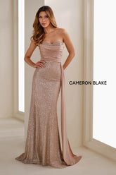 Cameron Blake CB914 Sequin Long Formal Fitted Evening Gown