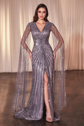 LaDivine CD0239 Long Formal Beaded Sequin Mother of the Bride Dress