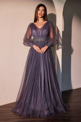 LaDivine CD0938 Long A Line Layered Mother of the Bride Dress