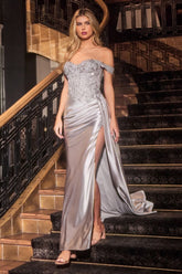 LaDivine CD803 Fitted Sequin Long Prom Evening Dress