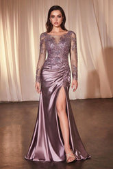 LaDivine CDS505 Long Sleeve Mother of the Bride Formal Dress