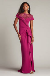 Tadashi Shoji CHR25375LB Long Formal Ruffle Mother of the Bride Dress