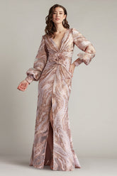 Tadashi Shoji CIH25489L 3D Long Slit Formal Evening Dress