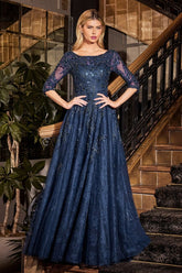 Long Formal A-Line Lace Evening Dress by LaDivine CK2401