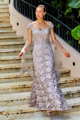 Ivonne D 122D65 Long Formal Mother of the Bride Lace Evening Dress
