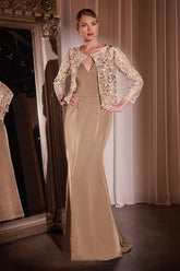 Long Evening Fitted Formal Bolero Dress by LaDivine J881