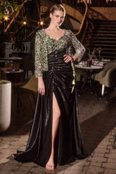 A-Line Long Formal Slit Bolero Prom Dress by LaDivine J882
