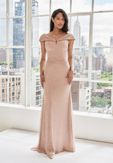 MGNY Madeline Gardner New York 73104 A Line Long Metallic Formal Dress